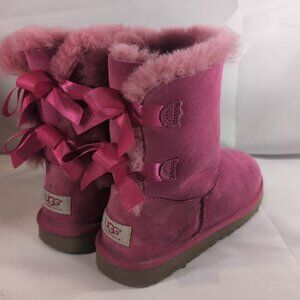 UGG Australia 3280 Boots Cerise Pink Bailey Bow US Women's 5 Mid Calf Sheepskin